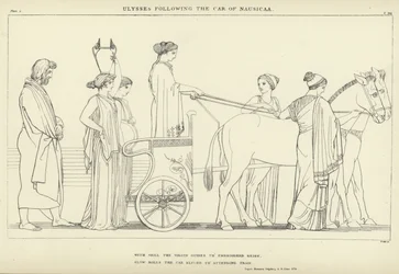 Odysseus folgt dem Wagen von Nausikaa